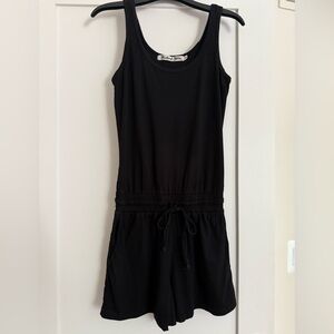Black Casual Romper XS Drawstring Waist Summer Lounge Minimalist